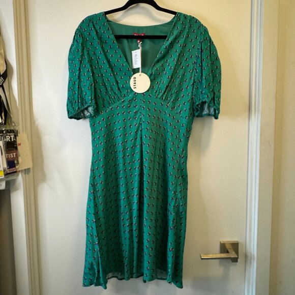 NWT STAUD Green Print Mini Dress - Size 14, Green Blue - Picture 3 of 14